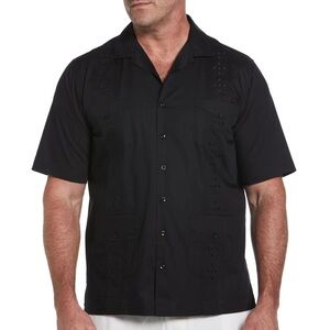 Basic Black Guayabera Button Up Shirt XL NWT